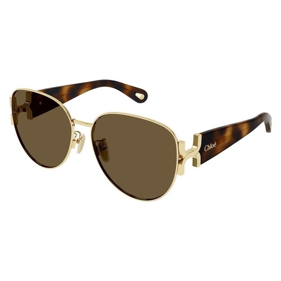 New CHLOE Gold Square CH0261SK 002 Sunglasses Women - Picture 1 of 4